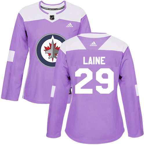 Adidas Jets #29 Patrik Laine Purple Authentic Fights Cancer Women's Stitched NHL Jersey - Click Image to Close